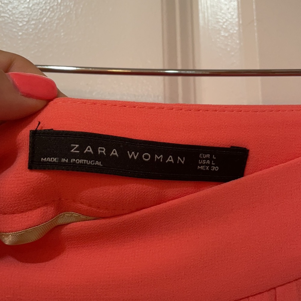ZARA coral maxi skirt slits sheer pleated - Picture 5 of 6